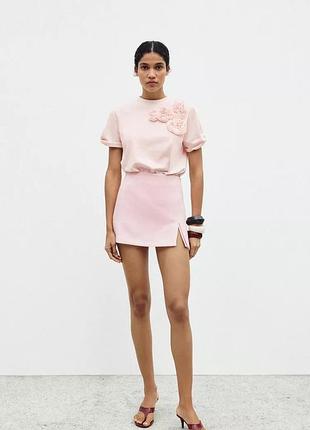 Футболка розовая с цветами zara new2 фото
