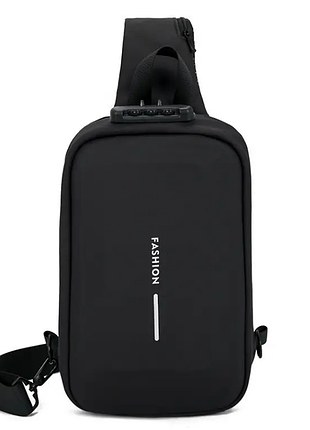 Сумка-слінг чоловіча на замку чорна