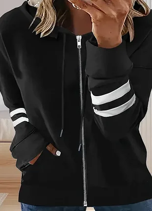 Худи большой размер черное  с белыми полосками