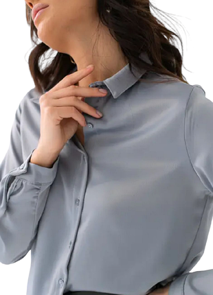 Блузка jigsaw blue/grey 100% silk с длинным рукавом.