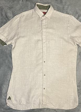 Льняная рубашка мужская рубашка zara s