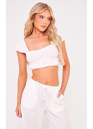 Новый белый топ на резинке