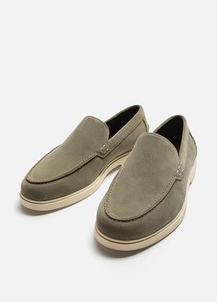 Чоловічі шкіряні туфлі лофери zara