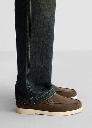 Чоловічі шкіряні туфлі лофери zara