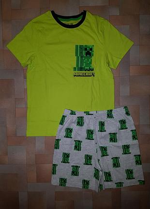 Яркий комплект minecraft 8-9 лет 134 см, пижама primark майнкрафт хлопок