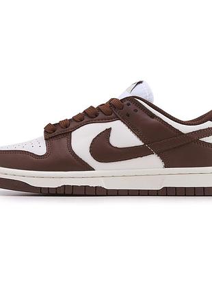 Мужские кроссовки nike sb dunk low white brown найк данк белого с коричневым цветами