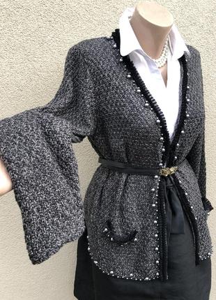 Трикотаж.кардиган,кофта,жакет,пиджак,рюши,стиле шанель,жемчужены,большой разм.5 фото