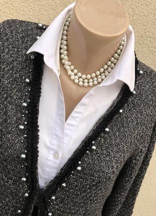 Трикотаж.кардиган,кофта,жакет,пиджак,рюши,стиле шанель,жемчужены,большой разм.7 фото