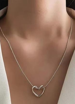 Стильна трендова шикарна підвіска ланцюжок з кулоном серце