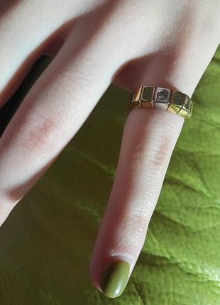 Перстень 750 каблучка з діамантом лемонно- біле золото