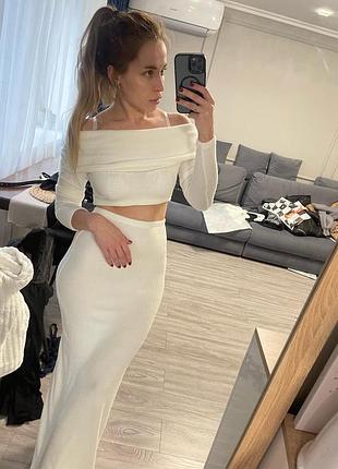 Комплект, топ зі спідницею , білий топ і спідниця