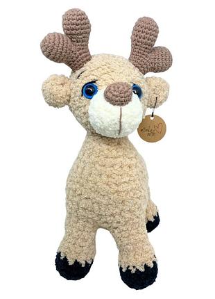 Олень з натуральними висушеними квітками лаванди оленятко м'яка іграшка ручна робота 25х13х12 см han