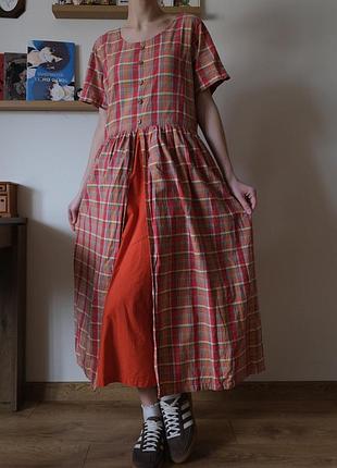 Винтажное платье сарафан в клетку