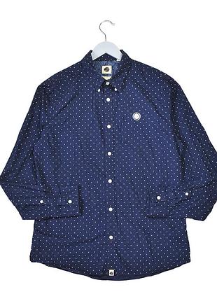 Синяя мужская рубашка в капочку pretty green