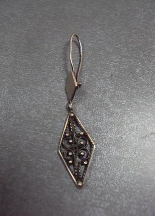 Серьга висюлька ромб серебро вес 1,73 г №3674