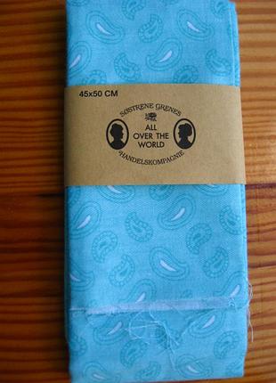 Ткань хлопок 40 на 50 см голубая мелкий принт завитки огурцы