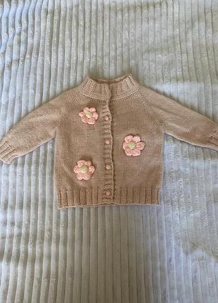 Детская новая вязаная кофточка ( кардиган), ручная работа, замеры на фото