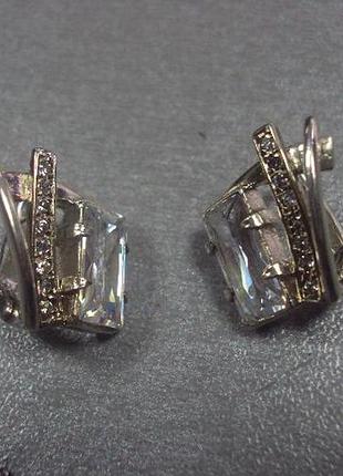 Серьги фигурные с белыми вставками серебро 925 проба украина вес 8,07 г