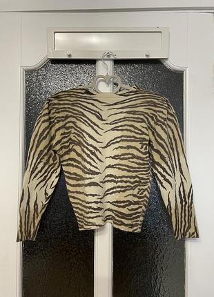 Вовняний укорочений джемпер, кофта в анімалістичний принт impression