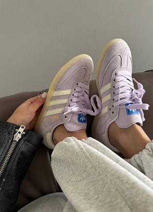 Женские кроссовки adidas samba lilac suede premium