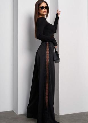 Свободные брюки брюки с кружевными вставками с резинкой на поясе