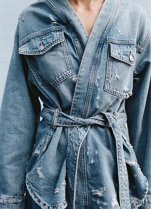 Джинсова куртка zara синя