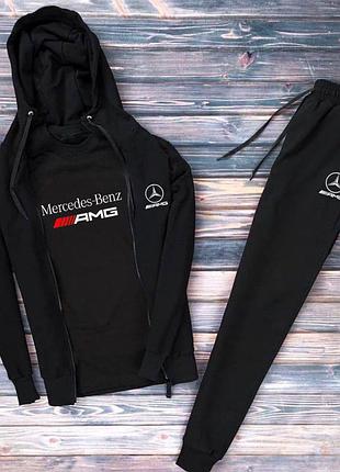 Спортивный костюм зипер + штаны + футболка mercedes-benz amg