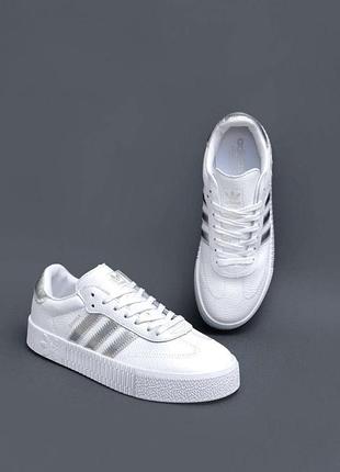 Женские демисезонные кроссовки adidas sambarose white silver