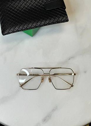 Очки bottega тонкая золотая оправа прозрачные линзы vinetta