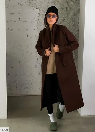 Пальто прямого крою, кашемір, база, демісезонне s-m, шоколад