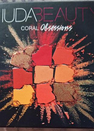 Палетка теней huda beauty coral obsessions