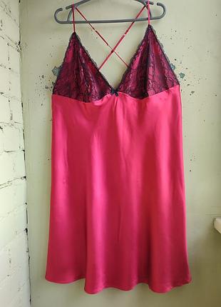 Шовковистий атласний пеньюар sleepwear collection з мереживом великий розмір2 фото