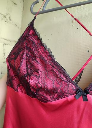 Шовковистий атласний пеньюар sleepwear collection з мереживом великий розмір7 фото