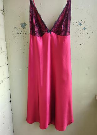 Шовковистий атласний пеньюар sleepwear collection з мереживом великий розмір3 фото