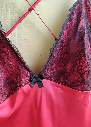 Шовковистий атласний пеньюар sleepwear collection з мереживом великий розмір6 фото