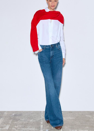 Джинсы женские широкие синие терти zw zara