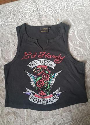 Винтажная женская футболка ed hardy