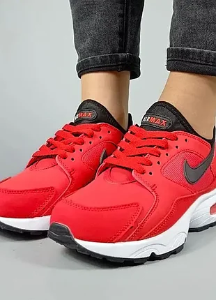 Мужские красные кроссовки кожаные найки с амортизацией