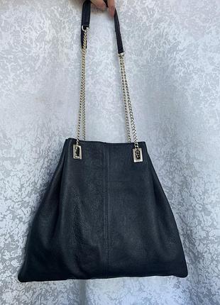 Кожаная сумка мешок, натуральная кожа, river island шоппер