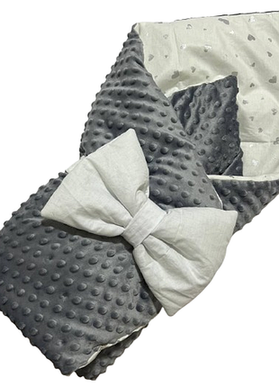 Конверт ковдра на виписку новонародженого демісезонний 100х80 см сірий