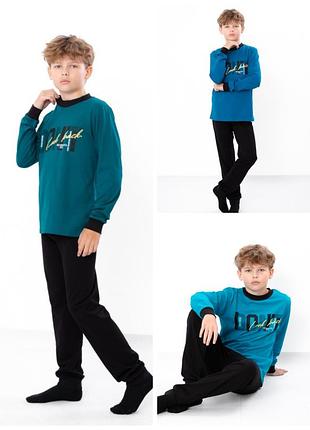 Домашний комплект для мальчика подростка, подростковая пижама с манжетами хлопковая