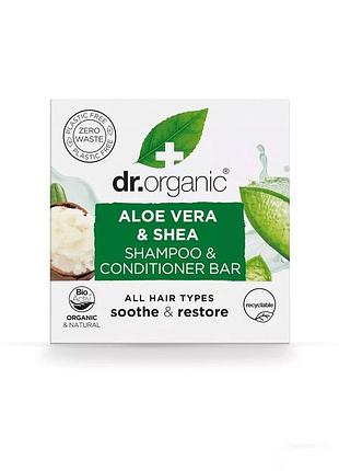 Твердий шампунь та бальзам-кондиціонер з алое віра та маслом ши dr.organic 75 гр.