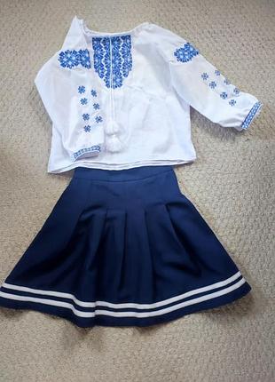 Вышиванка с юбкой (комплект) красная и синяя