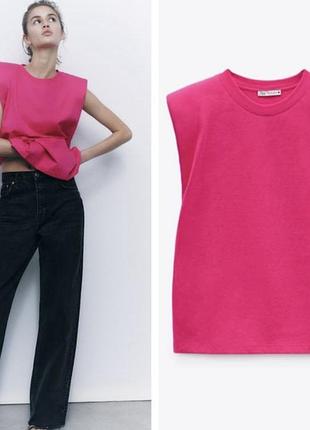 Бавовняна футболка з плечиками zara