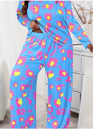 Штани палаццо леопардовий принт широкі брюки літні