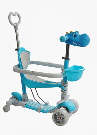 Детский трехколесный самокат best scooter 5в1 (p-67303) свет, доп. колеса