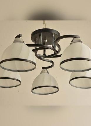 Люстра стельова на 5 плафонів чорна