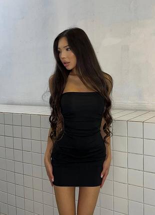 Черное базовое мини платье 5