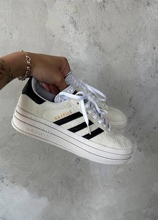Кросівки adidas gazelle bold platform white black