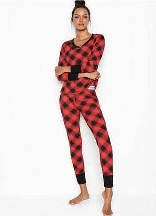Пижама victoria's secret red black buffalo thermal long pj set